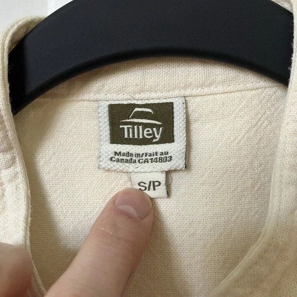 Vintage Tilley Off White Cotton Men’s Button Front Shirt Small - Picture 4 of 4